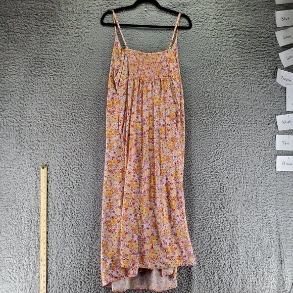 Old Navy Dress Womens XL Tall Orange Floral Spaghetti Strap Maxi Dress - Picture 4 of 5